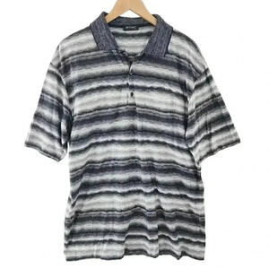 Vintage St.Croix Black Gray Striped Short Sleeve Casual Polo shirt Men's XL